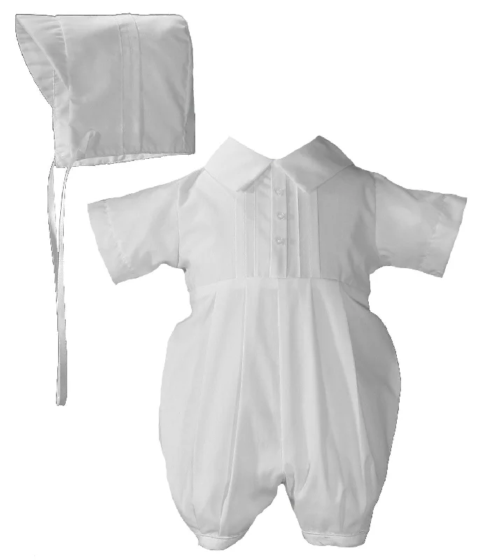 Double-sided Wear 2 Piece Boys Christening Romper w/Hat