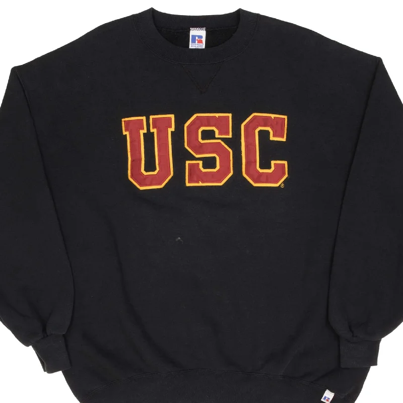 Simple Style VINTAGE USC RUSSELL BLACK CREWNECK SWEATSHIRT 1990S SIZE 2XL MADE IN USA Simple Style VINTAGE USC RUSSELL BLACK CREWNECK SWEATSHIRT 1990S SIZE 2XL MADE IN USA