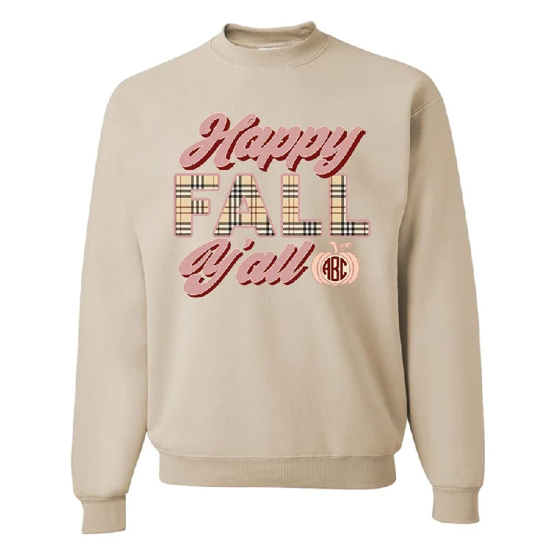 Classic Style Monogrammed 'Happy Fall Y'all' Crewneck Sweatshirt