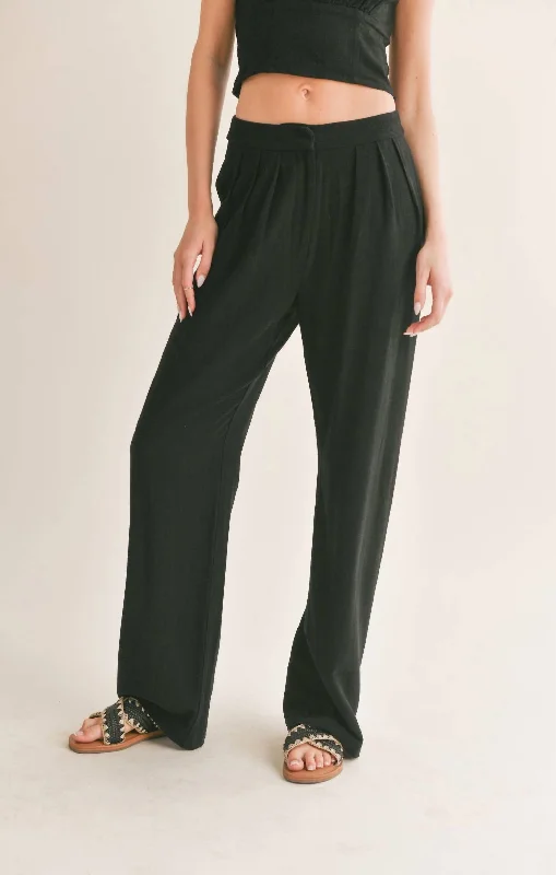 High-end Wear At Ease Linen Blend Trouser In Black