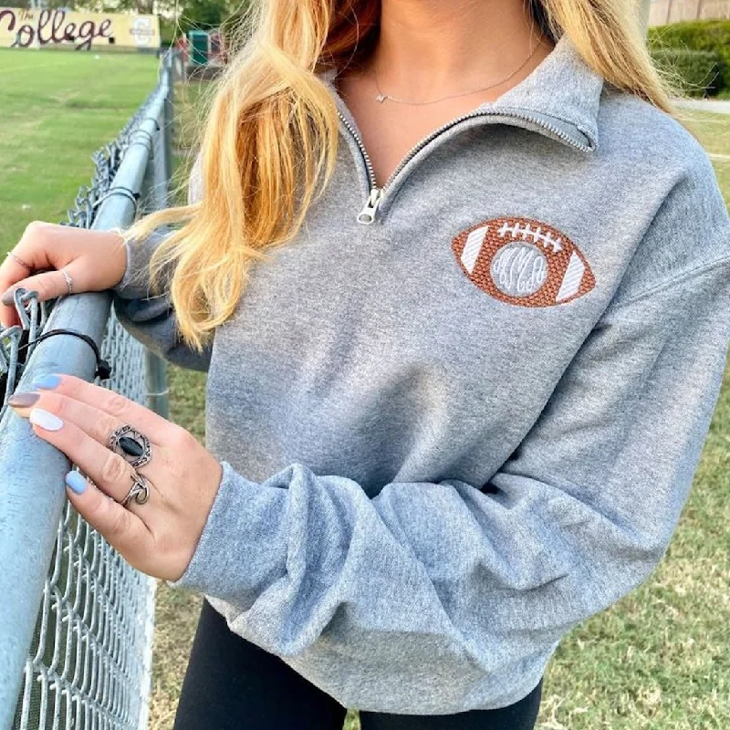 Luxury Style Monogrammed Football Quarter Zip Sweatshirt