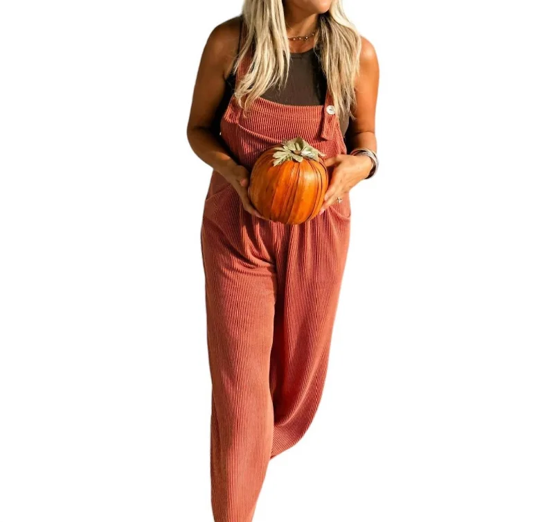 Classic Items Karli Boho Overalls In Rust