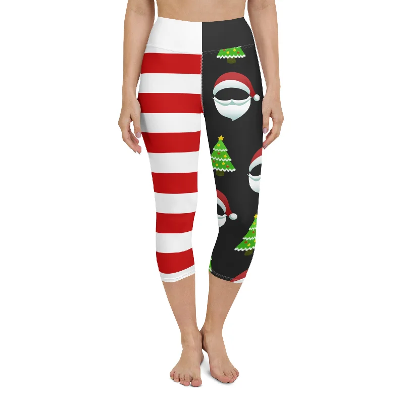 Luxury And Elegant Santa Claus Stripes Yoga Capris