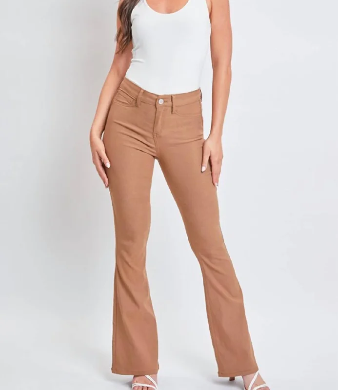 Advanced Design Hyperstretch High Rise Flare Jean In Almond