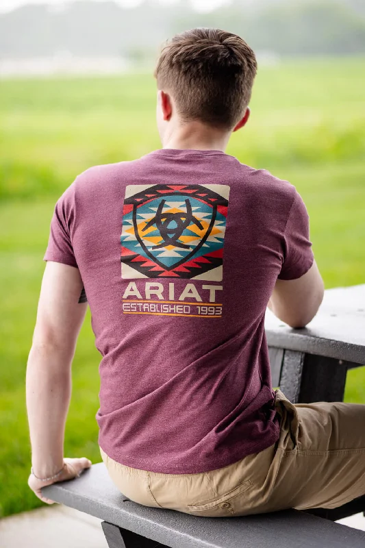 Fashionable Items Ariat Serape Fill T-Shirt for Men in Burgundy | 10051752-BURGUNDY