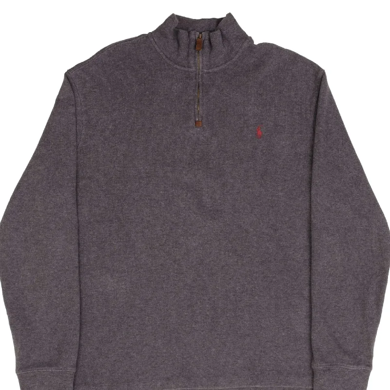 Relaxed Weekend Wear POLO RALPH LAUREN DARK GREY QUARTER 1/4 ZIP SWEATER SIZE XL