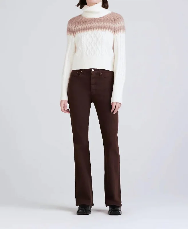 Fashionable Inner Wear Marcella Cable Knit And Fair Isle Turtleneck Sweater In Ivory