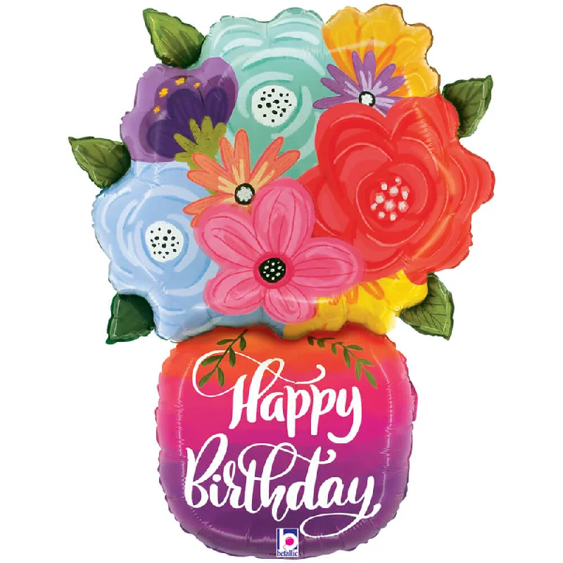 Light Fit 29 inch HAPPY BIRTHDAY BRIGHT FLOWERS VASE