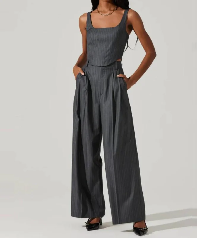 High-end Design The Label Milani Wide Leg Pants In Fossil Grey
