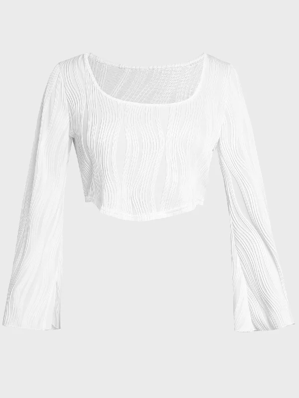 Comfortable Fashion U Neck Trumpet Sleeve Top
