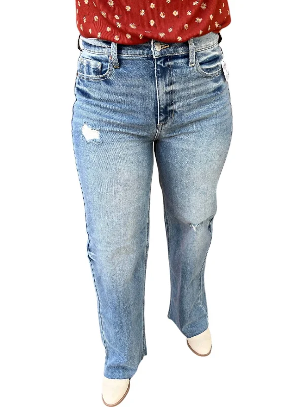 Leisure Sports High Rise Straight Jeans In Medium Denim