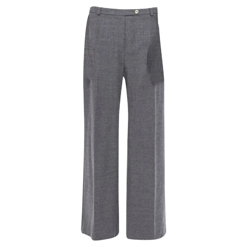 Playful Style Sportmax virgin wool blend concealed pocket wide leg pants