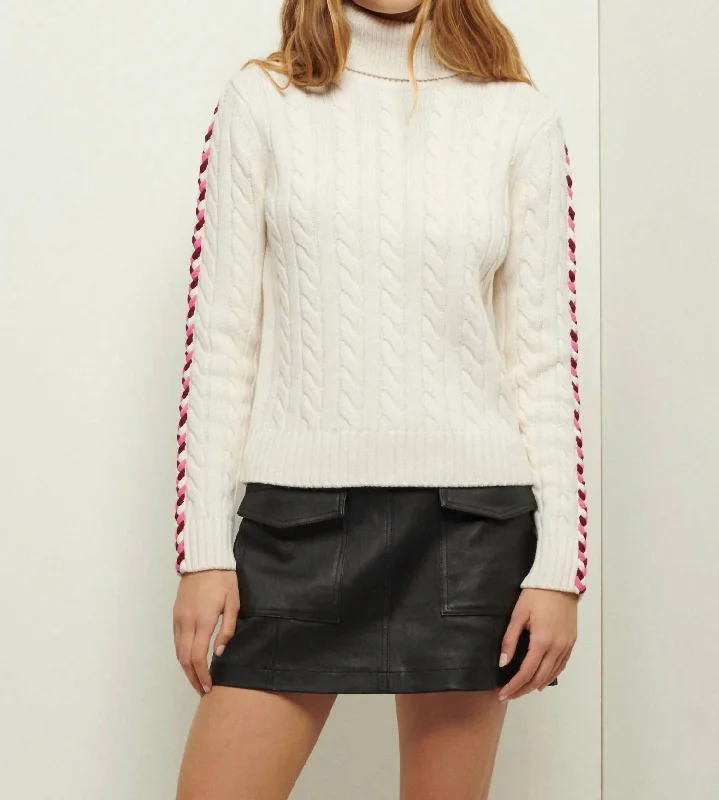 End Of The Year Pippa Lace Up Turtleneck In Ivory