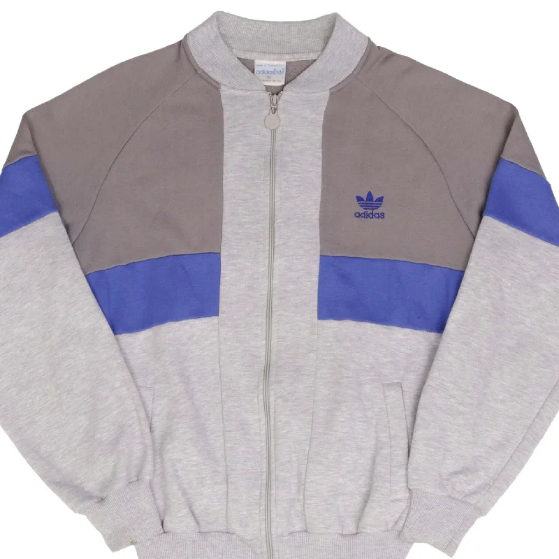 Soft Comfort Wear VINTAGE ADIDAS FULL ZIP GREY SWEATSHIRT JACKET 1970S SIZE XL