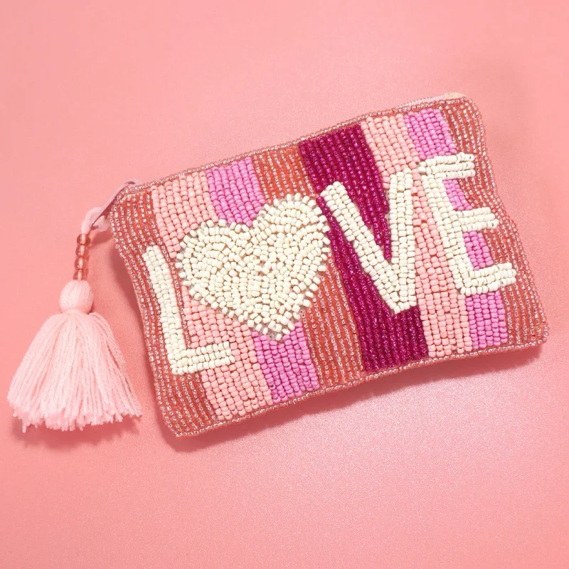 Comfortable Fashion Love Seed Bead Coin Purse