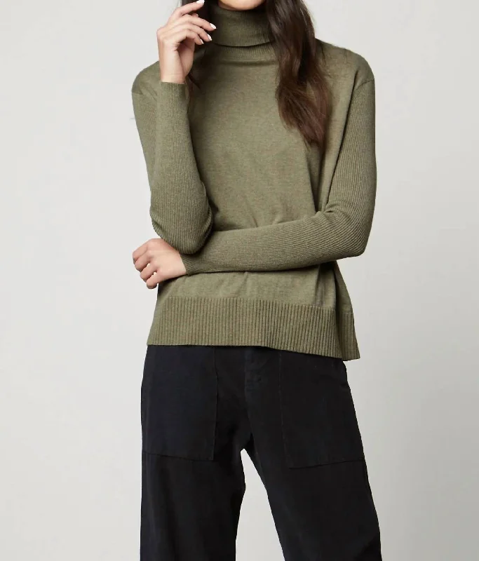 Relaxed Clothing Turtleneck Sweater In Olive
