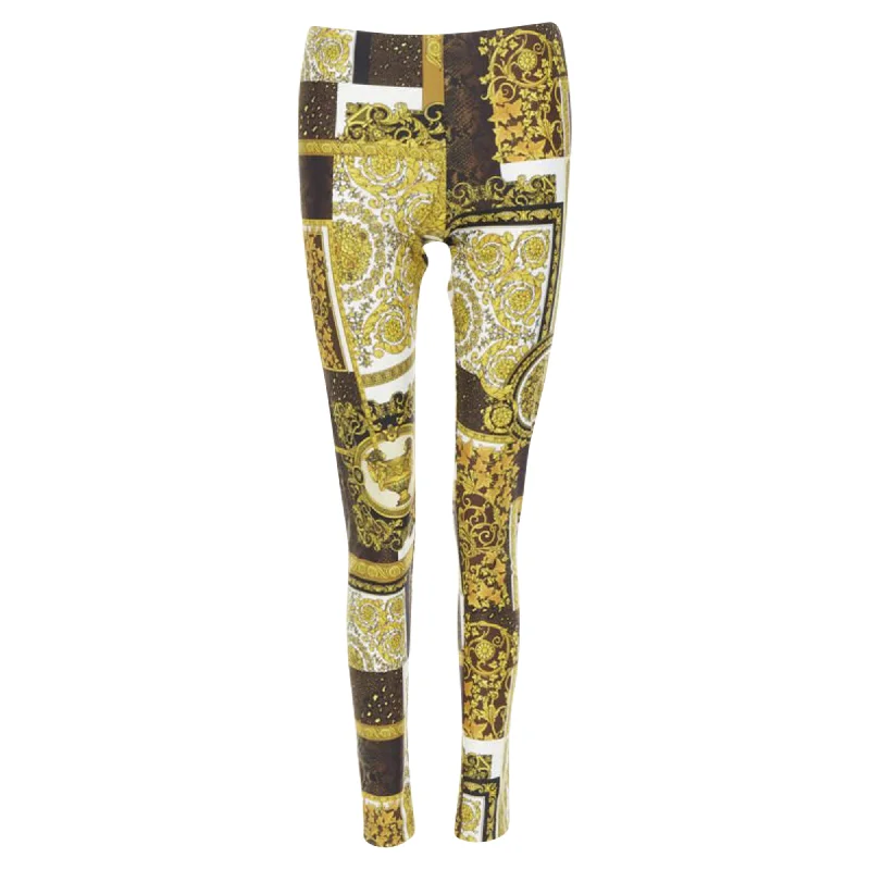 Urban Sense Versace Mosaic Barocco leather stretchy leggings