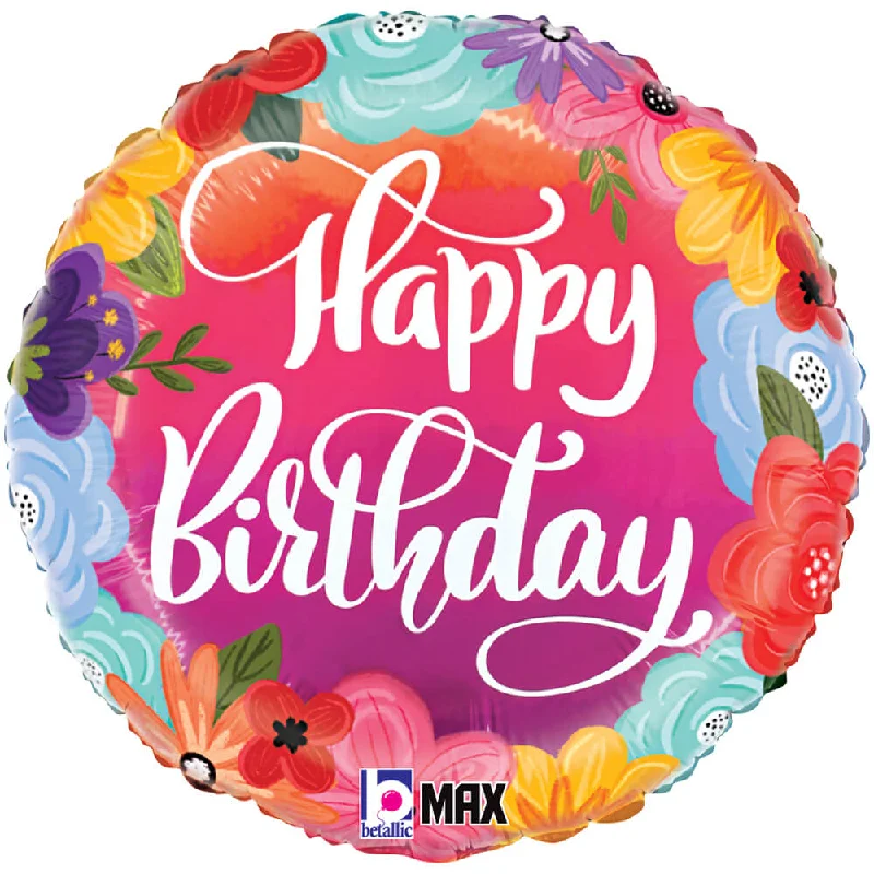 Cozy Fashion 18 inch HAPPY BIRTHDAY BRIGHT FLOWERS