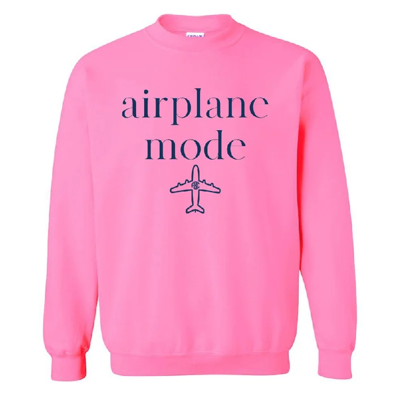 Youthful Style Monogrammed 'Airplane Mode' Neon Crewneck Sweatshirt