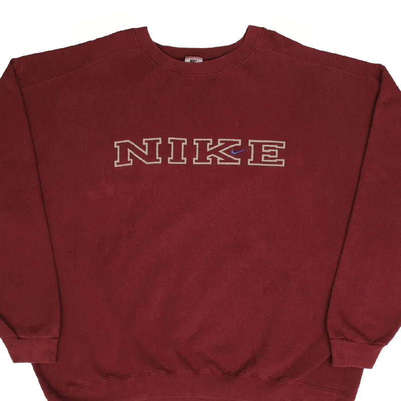 Elegant Wear VINTAGE NIKE SPELLOUT SWOOSH BURGUNDY SWEATSHIRT 1990S 2XL MADE IN USA Elegant Wear VINTAGE NIKE SPELLOUT SWOOSH BURGUNDY SWEATSHIRT 1990S 2XL MADE IN USA