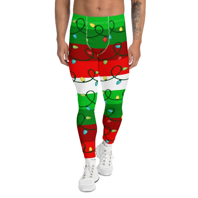 Single-shoulder Neck Design Festive Christmas Lights Men's Leggings