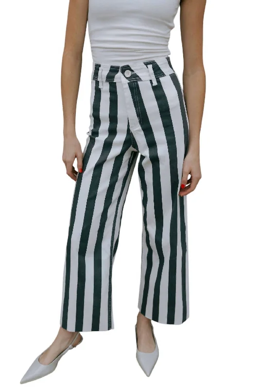 Fashion Touch Stripe Stretch Pants In Black