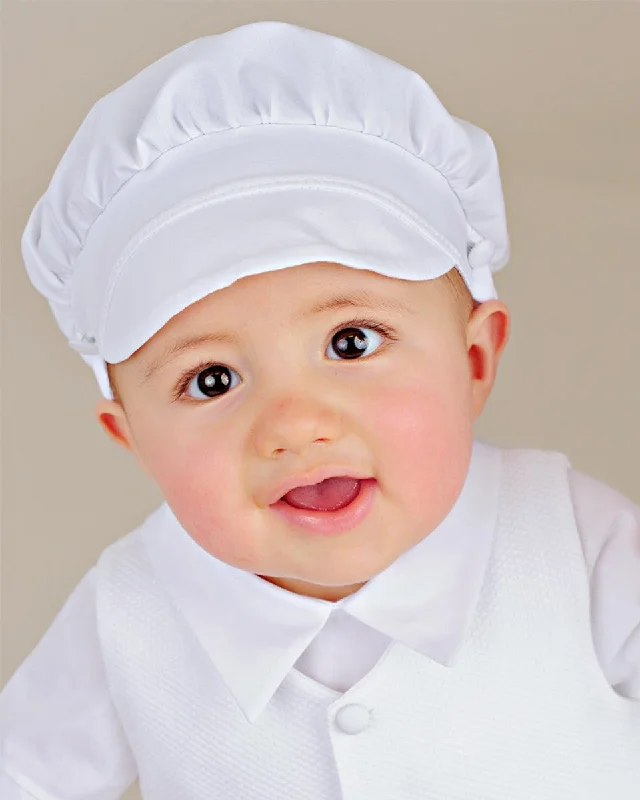 European And American Style 3 Piece Boys Christening Romper w/Hat