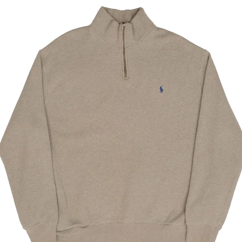 Street Cool VINTAGE POLO RALPH LAUREN GREEN BEIGE QUARTER 1/4 ZIP SWEATER 1990S SIZE LARGE