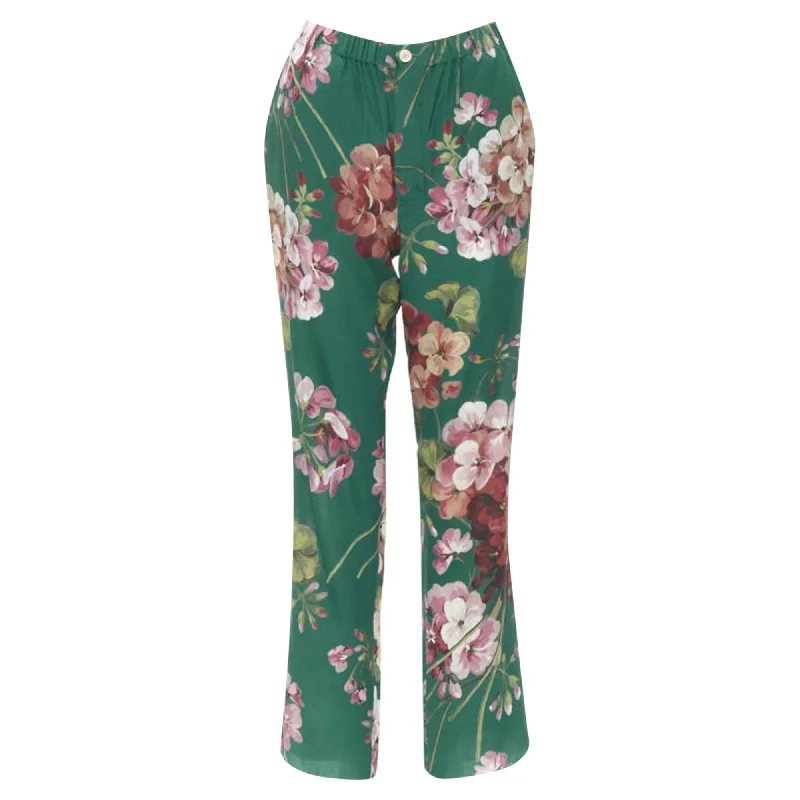 Classic Color Gucci silk Blooms floral print pajama pants