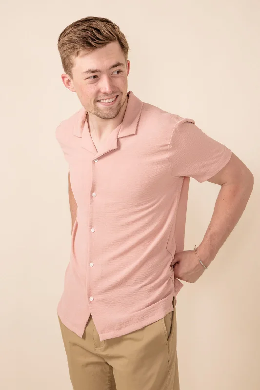 Elegant Design Textured Button Up Shirt for Men in Mauve | CVS-9476-MAUVE