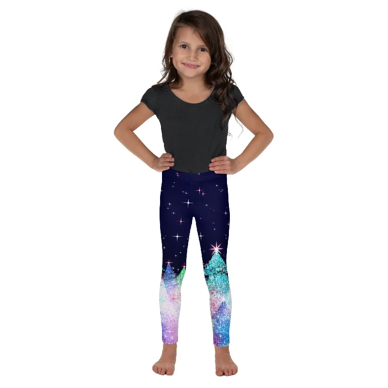 Carefree Style Shimmery Christmas Tree Print Kid's Leggings