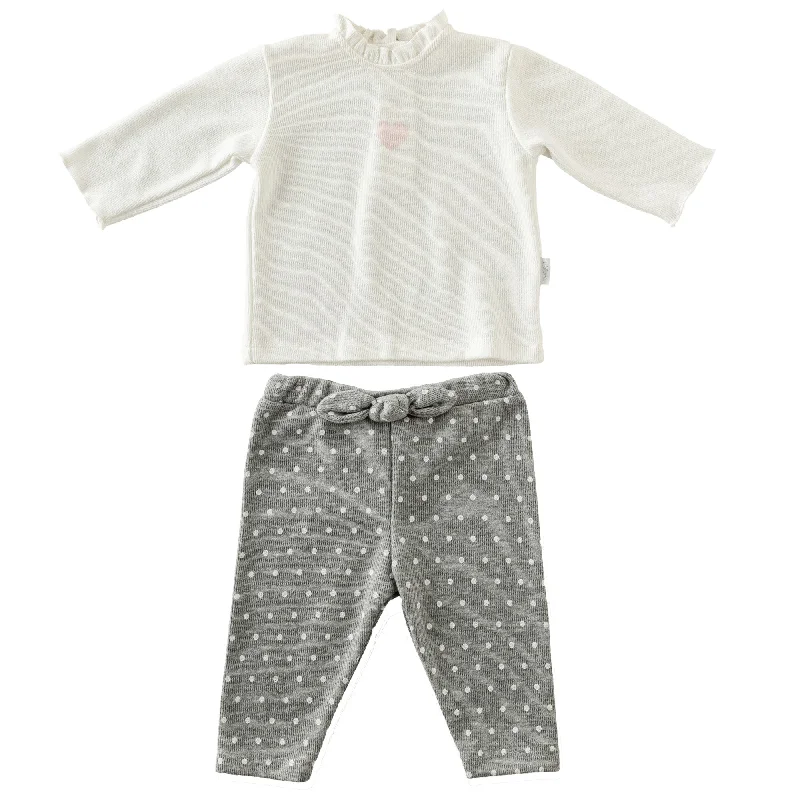 Thin Design White Kitten Heart Print Outfit