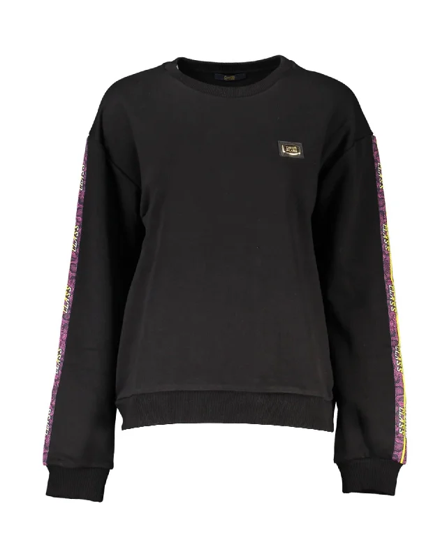 Comfortable Tops Cavalli Class  Women's Black Sweatshirt with Snake Print Stripe