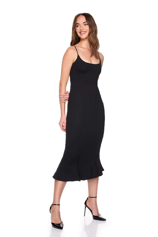 Tropical Style string trumpet midi dress