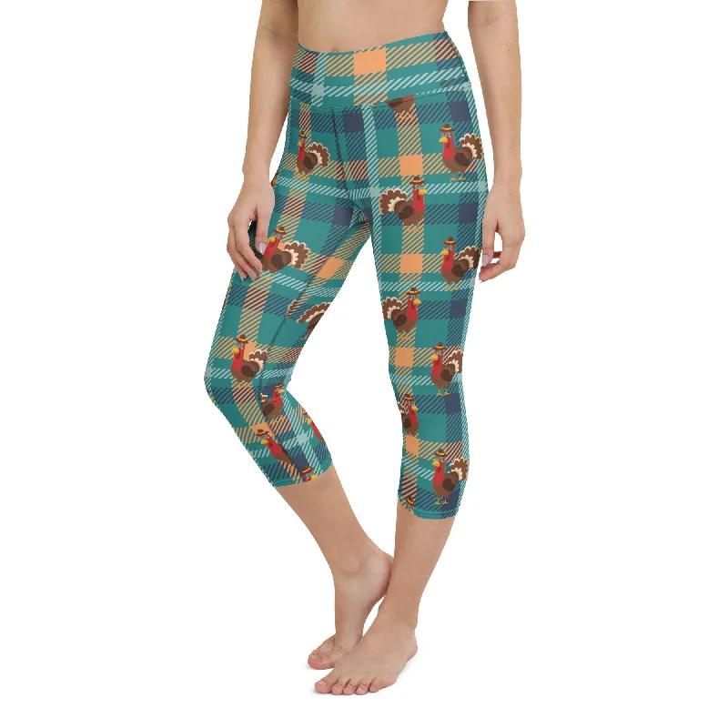 Cozy Fashion Trends Thanksgiving Plaid Yoga Capris