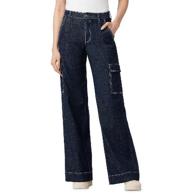 Double-sided Wear Petra Womens Cargo Mid-Rise Wide Leg Jeans