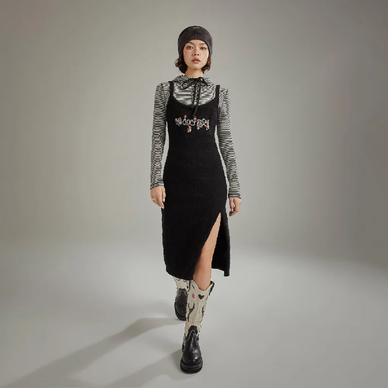 Unique Design Logo Slit Bustier Dress