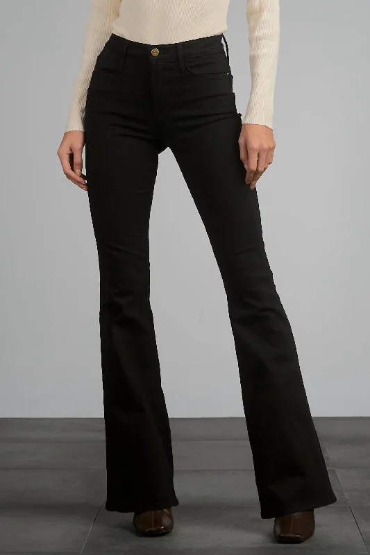 Minimal Comfort Hi Waist Flared Jeans In Black
