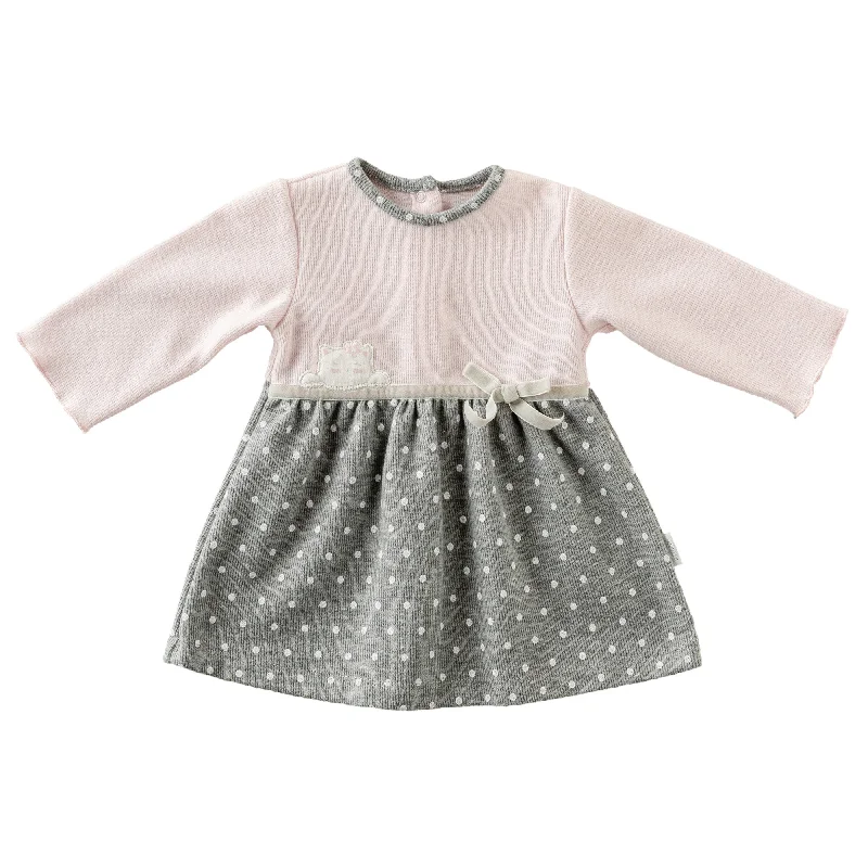 Elegant And Simple Pink Kitten Print Jersey Dress