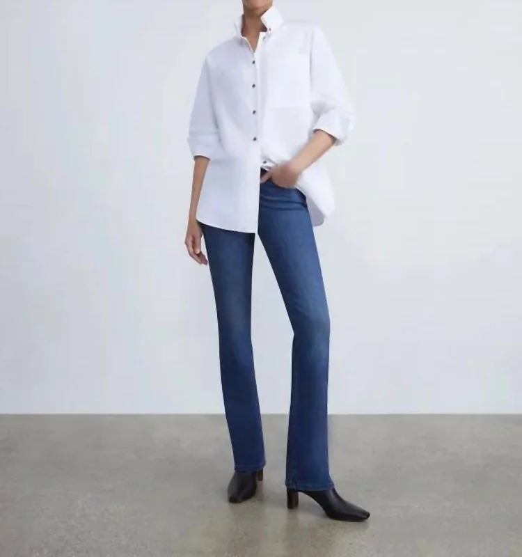 Lace Design Denim Mercer Kick-Flare Jean In Empire Indigo