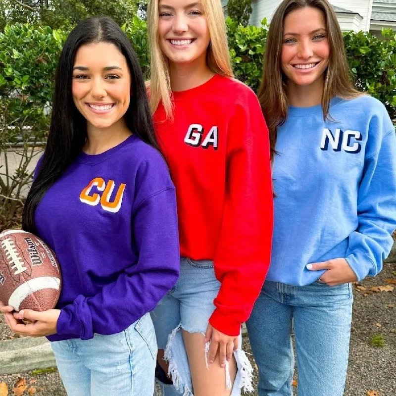 Casual Ease Initialed Shadow Block Team Color Sweatshirt