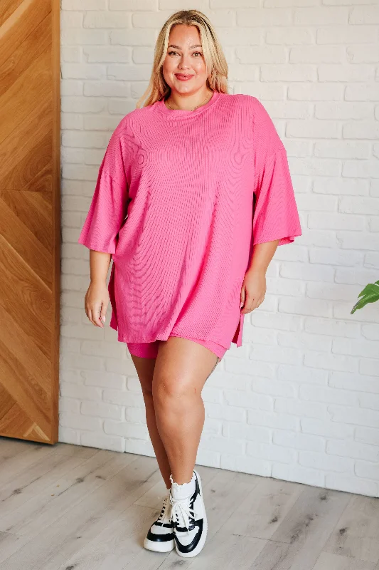 Relaxed Fit Wear Live and Play Luxe Biker Set in Pink