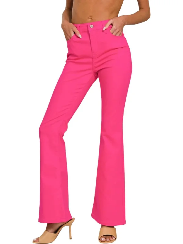 Stylish Casuals Anastasia High-Rise Bootcut Denim Pants In Fuchsia