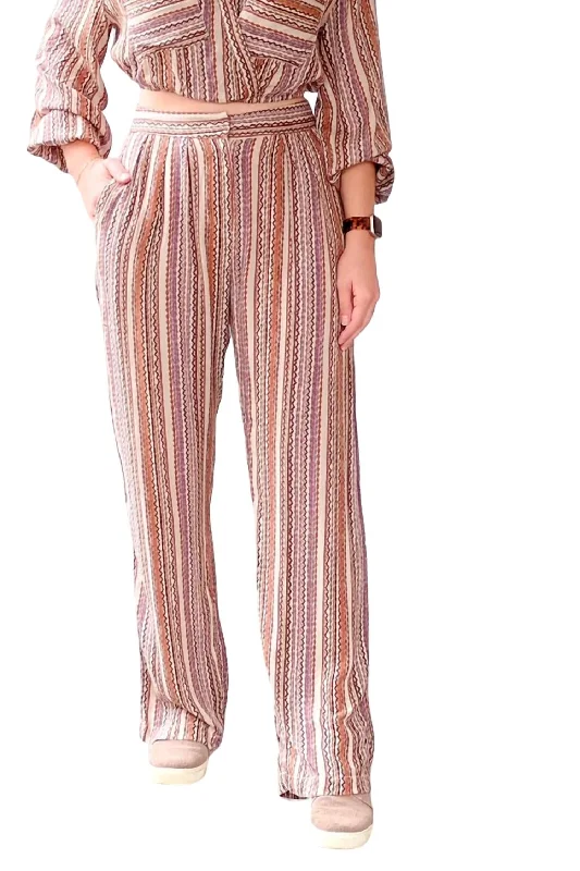 French Style Bohemia Pants In Taupe Multi