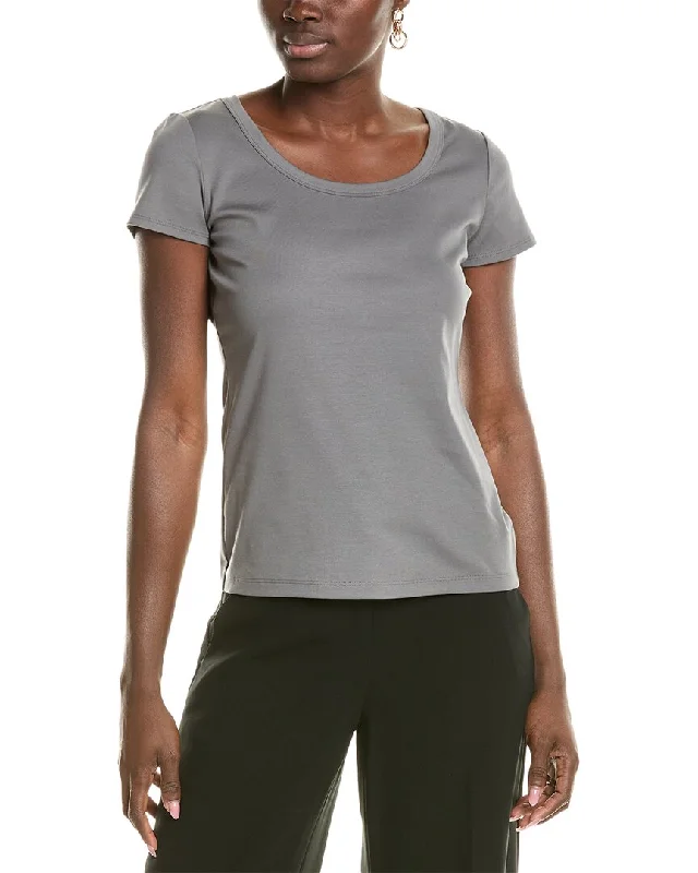 Comfortable Wear Lafayette 148 New York Navy Scoop Neck Tee