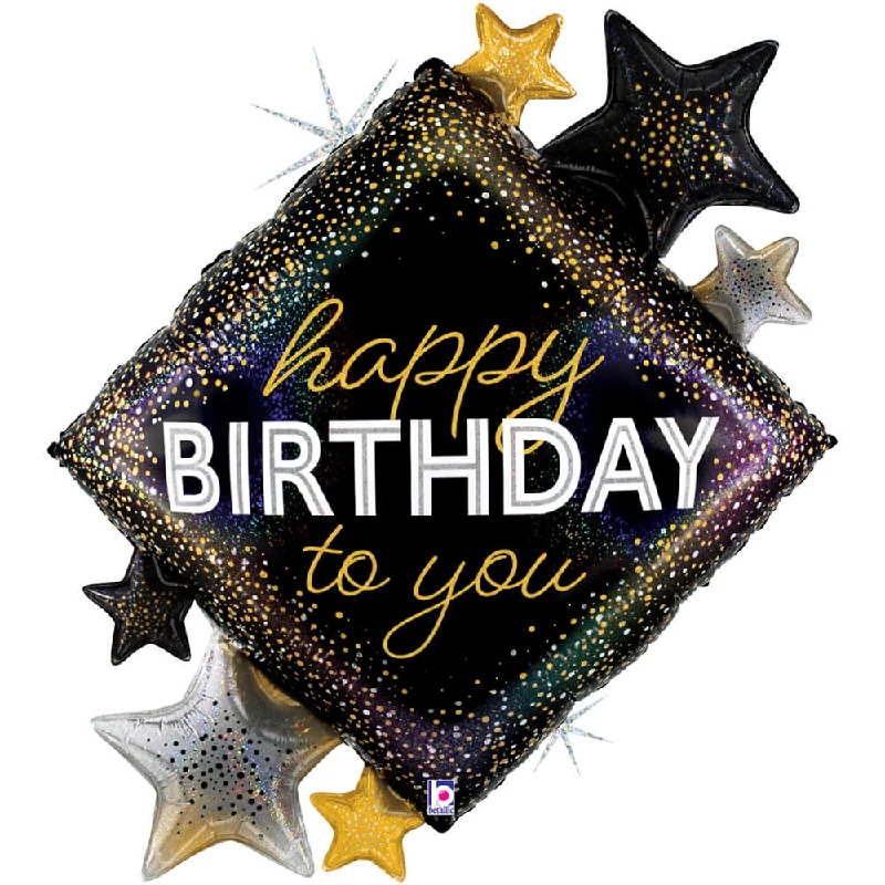 Cozy Apparel 38 inch HAPPY BIRTHDAY METALLIC DIAMOND STARS