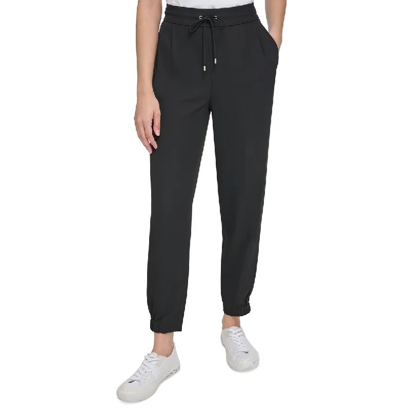 Stretch Design Womens Drawstring Waist Pull On Wide Leg Pants