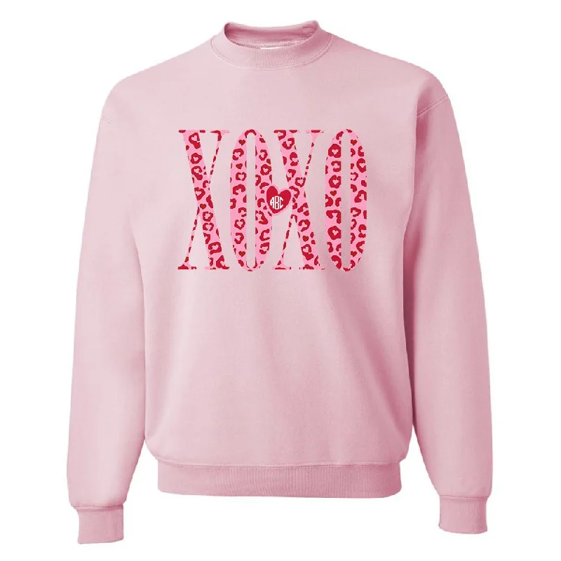 Comfy Layers Monogrammed 'Leopard XOXO' Crewneck Sweatshirt