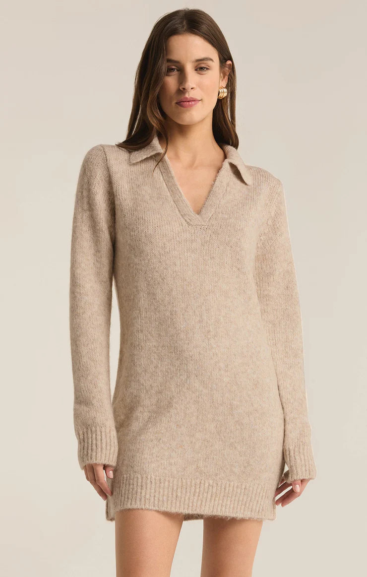 Easy-to-Wear Redford Sweater Mini Dress - Light Oatmeal Heather