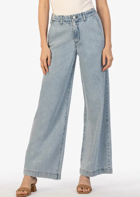 Basic Version Meg High Rise Fab Ab Wide Leg Denim Jeans In Light Wash